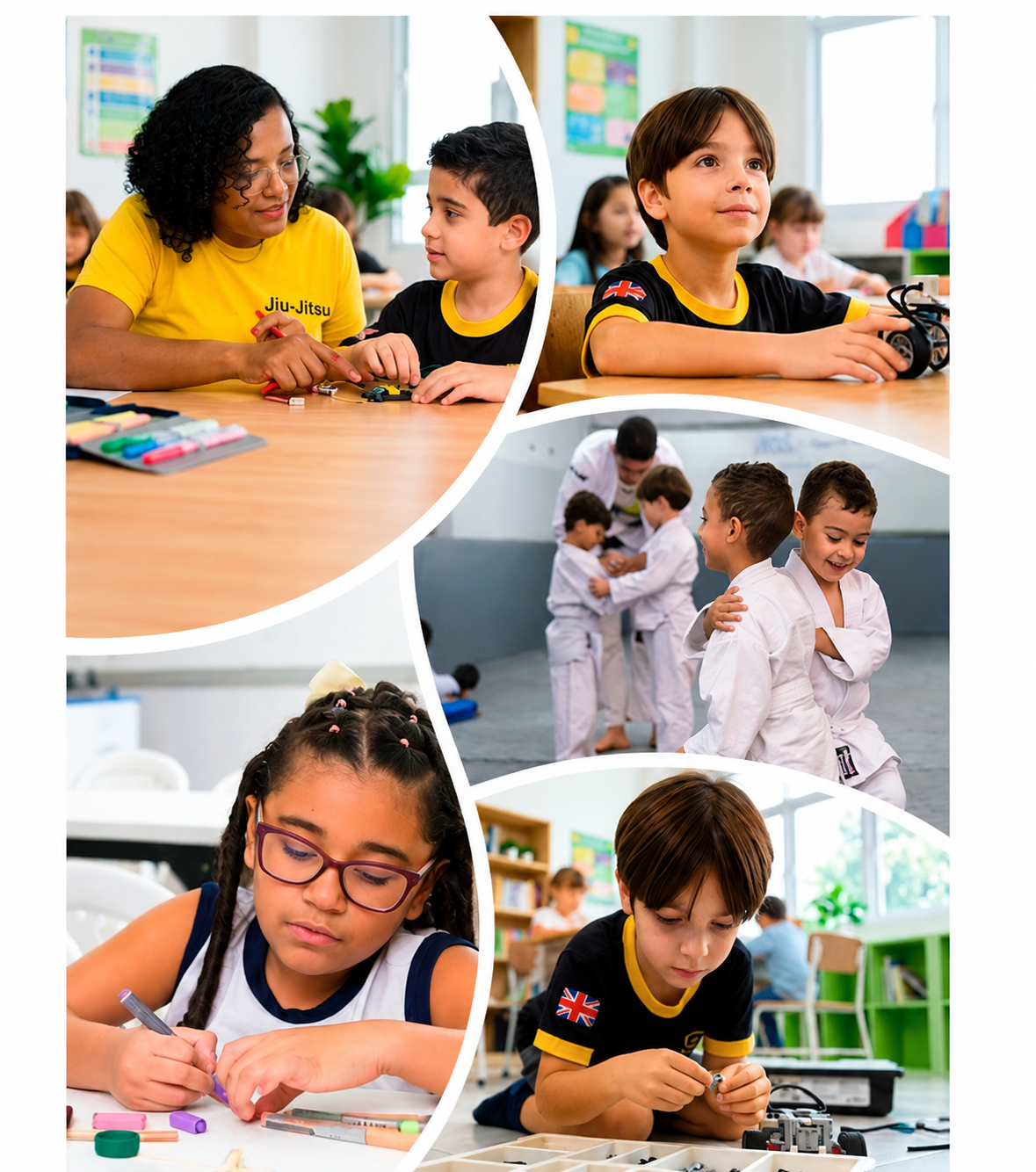Alunos do Amadeus em aula de laboratório e atividades práticas do Ensino Fundamental