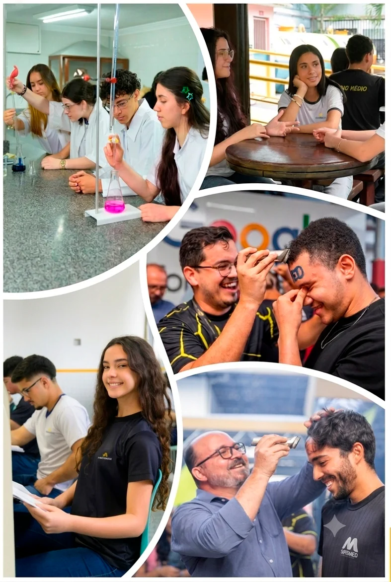 Alunos do Amadeus em aula de laboratório e atividades práticas do Ensino Médio